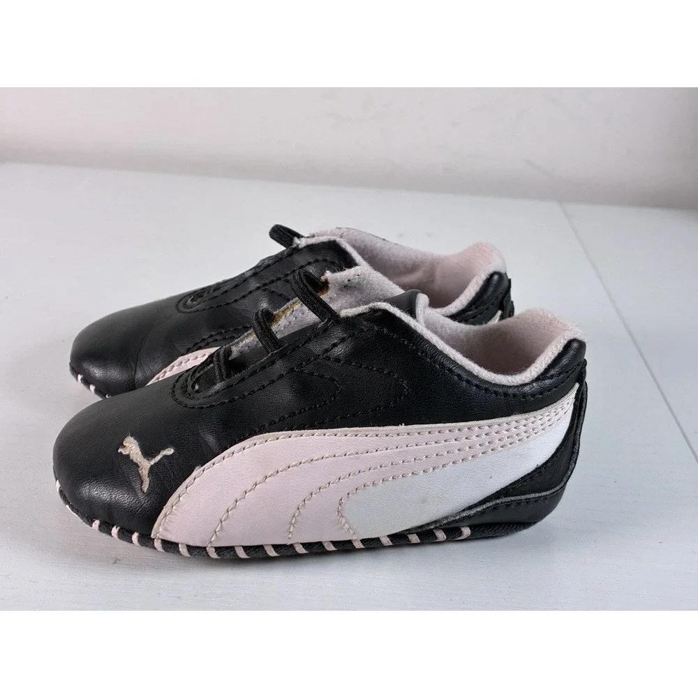 Puma Baby Sneakers size 4 Speed Cat Soft Bottoms Shoes Crib Black Pink